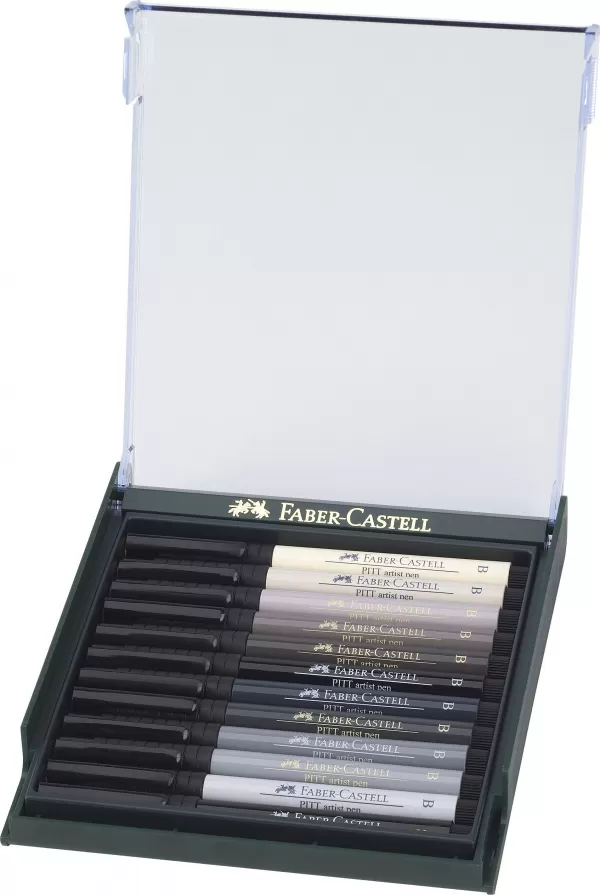 Cutie 12 culori pitt artist pen nuante de gri Faber-Castell-2-IMG-slider