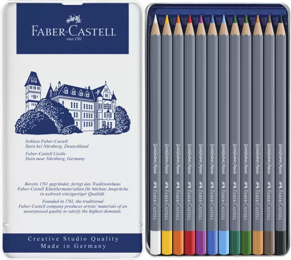 Creioane colorate aquarelle 12 culori goldfaber cut. Metal faber-2-IMG-slider