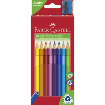 Creioane colorate jumbo 10 culori + ascutitoare Faber-Castell-1