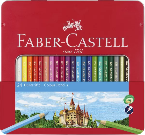 Creioane colorate 24 culori cutie metal-2 Faber-Castell-1-IMG-slider