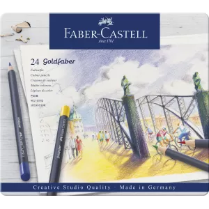 Creioane colorate 24 culori goldfaber cutie metal Faber-Castell-1-IMG-nav