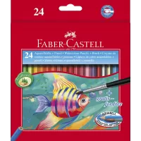 Creioane colorate acuarela 24 buc + pensula Faber-Castell-1-IMG-slider-mobile