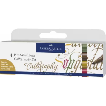 Pitt artist pen caligrafic set 4 buc color Faber-Castell-1