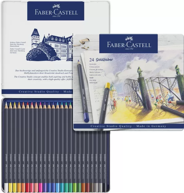 Creioane colorate 24 culori goldfaber cutie metal Faber-Castell-2-IMG-slider