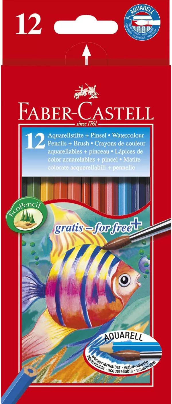 Creioane colorate acuarela 12 buc + pensula Faber-Castell-1-IMG-slider