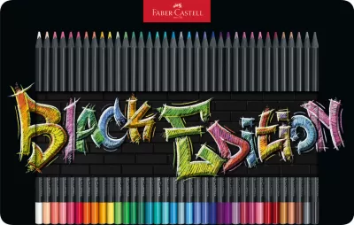 Creioane colorate 36 culori black edition cutie metal Faber-Castell-img