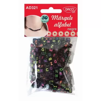 Accesorii craft - AD321 Mărgele alfabet negre DACO-1