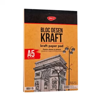 Bloc de desen A5, hartie craft, 50 file 115g/mp, Daco BD5115-1