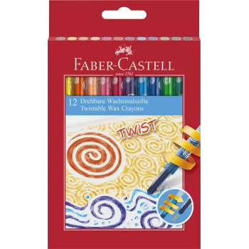 Creioane cerate retractabile 12 culori Faber-Castell-1