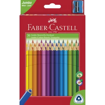 Creioane colorate jumbo 30 culori + ascutitoare Faber-Castell-1