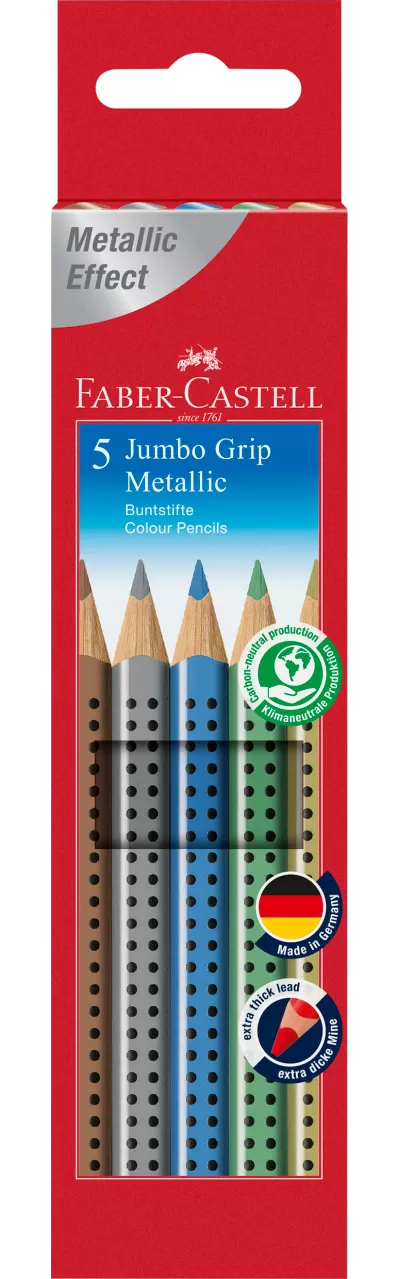 Creioane colorate 5 culori metalizate jumbo grip Faber-Castell-img