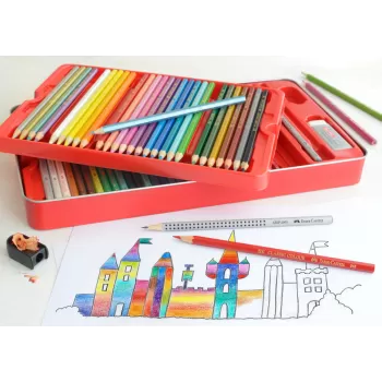 Creioane colorate 60 culori cutie metal Faber-Castell-2