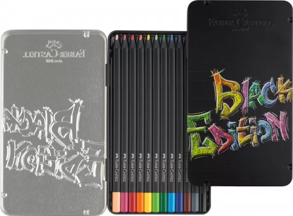 Creioane colorate 12 culori black edition cutie metal Faber-Castell-3-IMG-slider