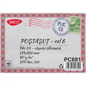 Plic C6 siliconic alb, set 100 buc, Daco PC681-2