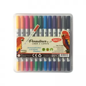 Carioca tip marker cu 2 capete DACO Pensuliner set 12 bucati PX502-1-IMG-nav