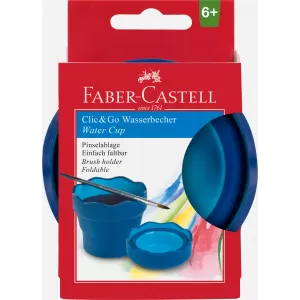 Pahar pictura pliabil pentru spalat pensulele, Clik&Go albastru, Faber-Castell -3-IMG-nav