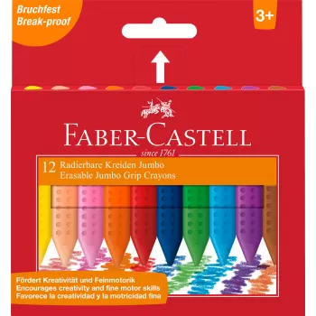 Creioane colorate plastic 12 culori jumbo grip Faber-Castell-1