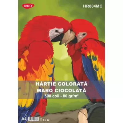 H&#226;rtie colorat&#259; HR804MC 80G/MP A4 500 coli DACO Maro Ciocolat&#259;-img