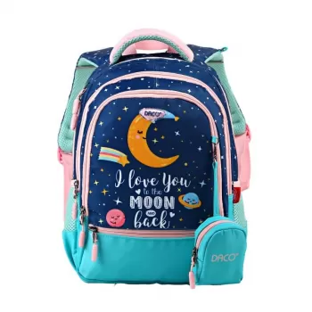 Ghiozdan fete clasa 0, imprimeu Love you to the Moon and Back, 38 cm Daco GH3003-1