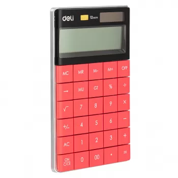 Calculator de birou 12 DG, rosu, Deli 1589R-1