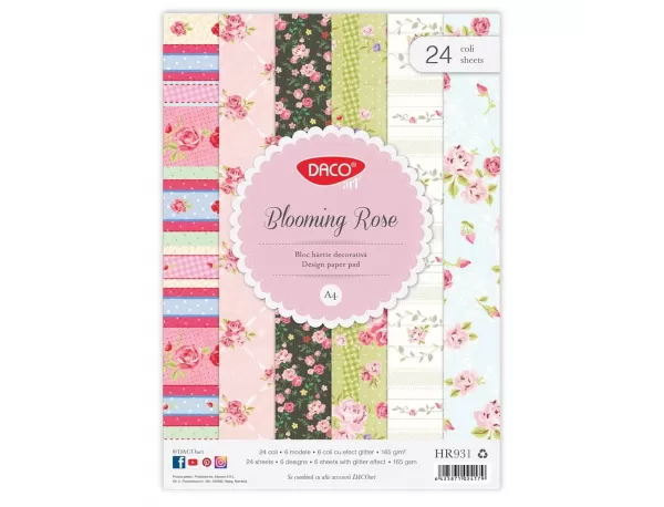 Hârtie decorativă A4 Blooming Rose 24 coli DACO HR931-1-IMG-slider