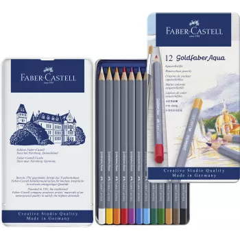 Creioane colorate aquarelle 12 culori goldfaber cut. Metal faber-3