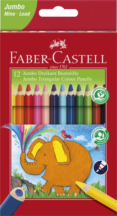 Creioane colorate triunghiulare jumbo 12 culori Faber-Castell-img