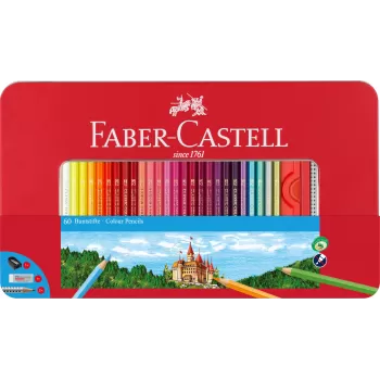 Creioane colorate 60 culori cutie metal Faber-Castell-1