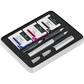 Set stilou caligrafic grip 2011 argintiu Faber-Castell-1