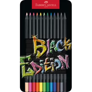 Creioane colorate 12 culori black edition cutie metal Faber-Castell-1-IMG-nav