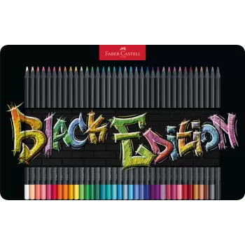 Creioane colorate 36 culori black edition cutie metal Faber-Castell-1