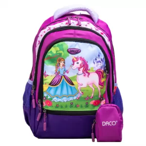 Ghiozdan scolar fete, imprimeu unicorn de Basm, clasa pregătitoare, 38 cm Daco GH347-1-IMG-nav