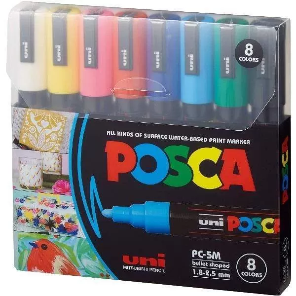 Markere Posca set 8 culori de baza, varf mediu 1.8-2.5 mm, PC-5M-2-IMG-slider