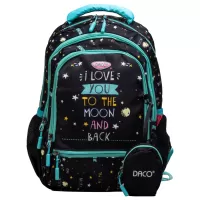 Ghiozdan scolar clasa pregătitoare, fete, imprimeu Love You to the Moon and Back, 38 cm Daco GH348-1-IMG-slider-mobile