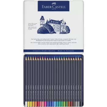 Creioane colorate 24 culori goldfaber cutie metal Faber-Castell-3