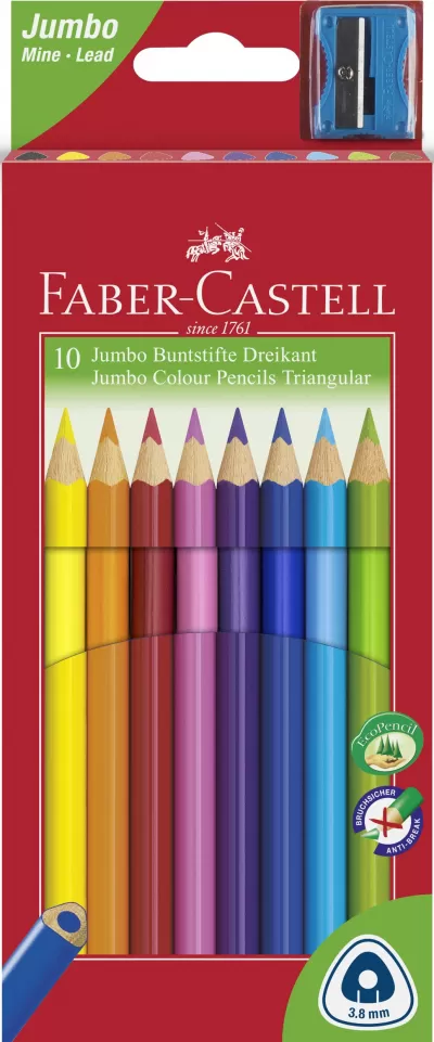 Creioane colorate jumbo 10 culori + ascutitoare Faber-Castell-img