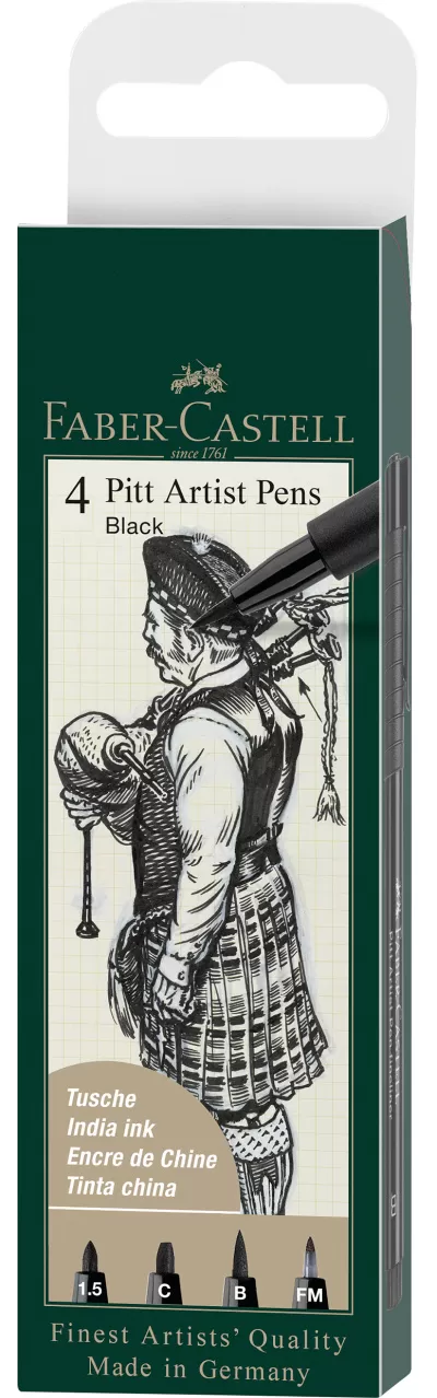 Pitt artist pen set 4 buc negru ( 1.5,c,b,fm) Faber-Castell-img