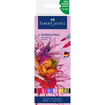 Marker solubil 2 capete set 6 buc flori goldfaber Faber-Castell-1