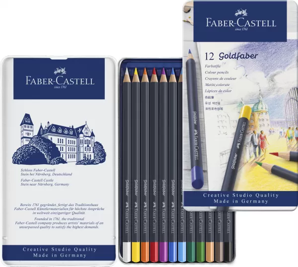 Creioane colorate 12 culori goldfaber cutie metal Faber-Castell-3-IMG-slider