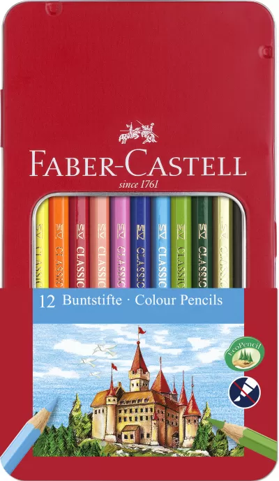 Creioane colorate 12 culori cutie metal-2 Faber-Castell-img