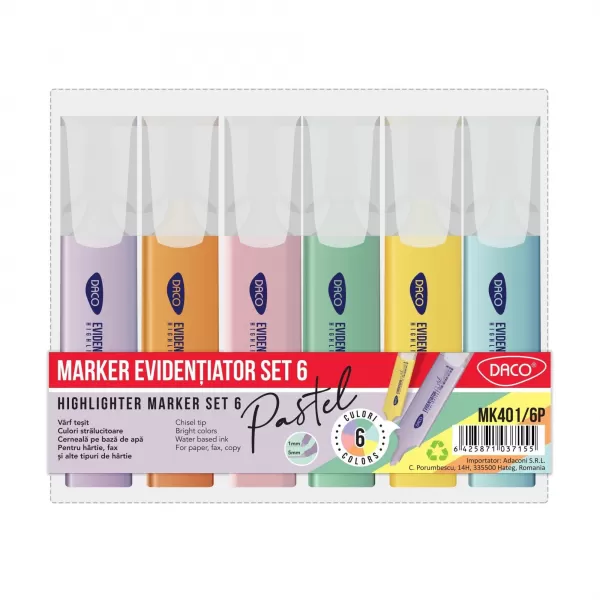 Marker evidentiator pastel set 6 bucati Daco -1-IMG-slider