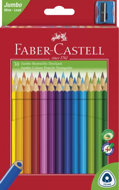 Creioane colorate jumbo 30 culori + ascutitoare Faber-Castell-img