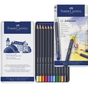 Creioane colorate 12 culori goldfaber cutie metal Faber-Castell-3-IMG-nav