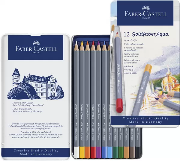 Creioane colorate aquarelle 12 culori goldfaber cut. Metal faber-3-IMG-slider