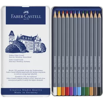 Creioane colorate aquarelle 12 culori goldfaber cut. Metal faber-2