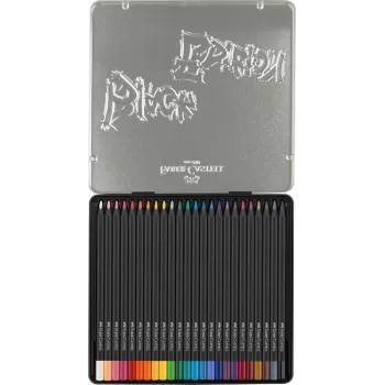 Creioane colorate 24 culori black edition cutie metal Faber-Castell-3