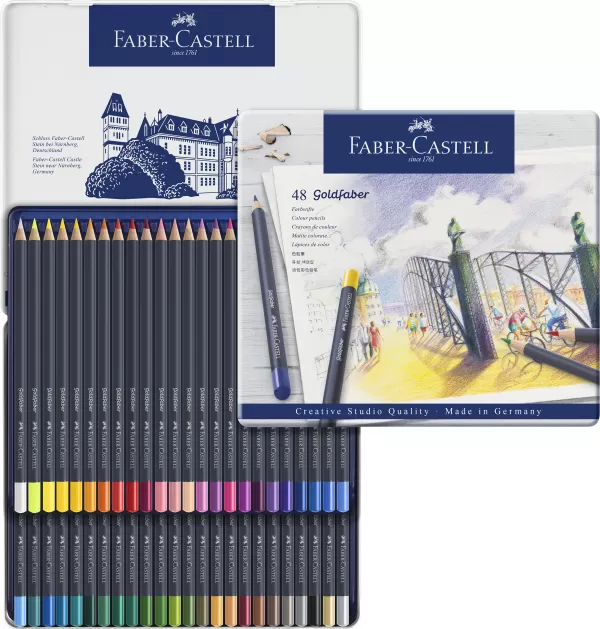 Creioane colorate 48 culori goldfaber cutie metal Faber-Castell-3-IMG-slider