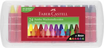 Creioane cerate 24 culori jumbo cutie plastic Faber-Castell-img