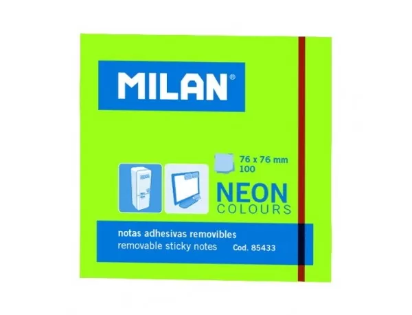 Bloc notes adeziv 76 x 76 Verde neon MILAN-1-IMG-slider