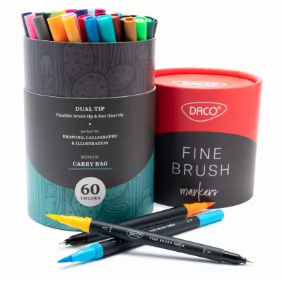 Brush Pen Daco, marker cu 2 capete, set 60 bucati PX560-img